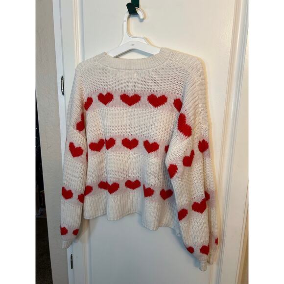 Jessica Simpson white long sleeve sweater with red hearts - Picture 7 of 7
